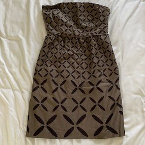 Strapless grey and black JCrew dress with pockets